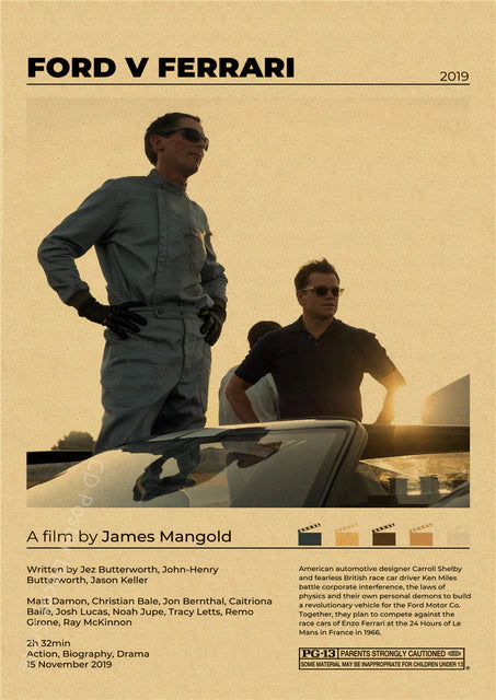 "Ford V Ferrari" Vintage style movie poster