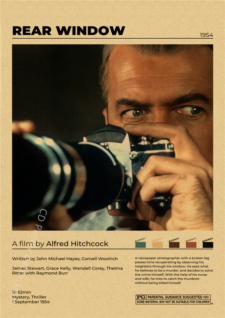 "Rear Window" Vintage style movie poster