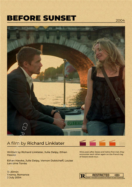 "Before Sunset" Vintage style movie poster