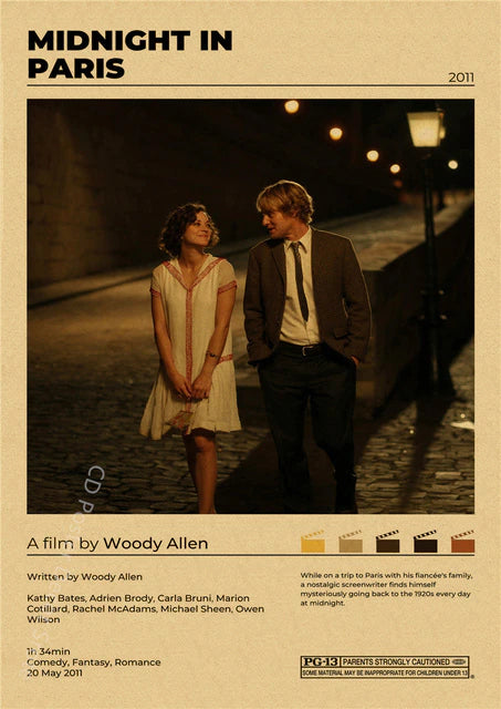 "Midnight In Paris" Vintage style movie poster