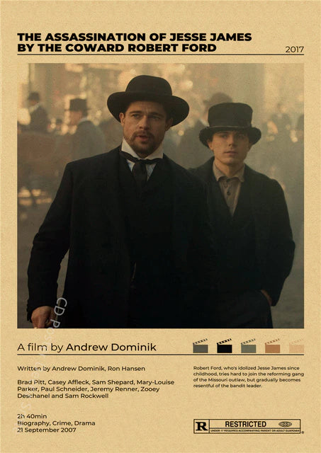 "The Assassination Of Jesse James By The Coward Robert Ford" Vintage style movie poster